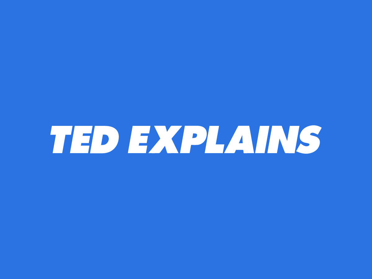 Logo for tedexplains.com with white text on a vibrant blue background.